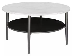 Masuta cafea ELLA A, alb cu efect de marmura/negru mat, PAL/metal, 80x