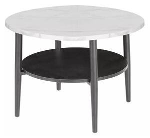 Masuta cafea ELLA B, alb cu efect de marmura/negru mat, PAL/metal, 60x