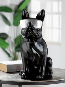 Decoratiune Cool Dog, Rasina, Argintiu Negru, 18x35x22 cm