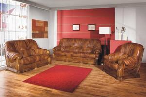 Canapele set 3+2+1 ROMA din lemn si piele naturala (personalizabil)