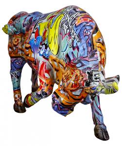 Figurina Bull Street Art, Rasina, Multicolor, 52x27x15 cm