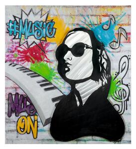 Tablou Street Art Music, Print, Multicolor, 80x80x3.5 cm
