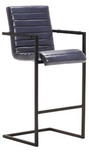 Scaun bar din piele Nomad Ribbed L DarkBrown