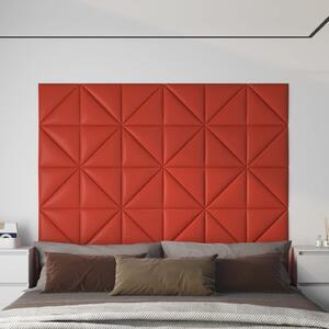 Panouri de perete 12 buc. roșu 30x30 cm piele ecologică 0,54 m²