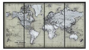 Tablou inramat World Map, Sticla, Gri, 143.5x2.5x81 cm