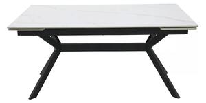 Masa extensibila IMPERIA, alb mat cu efect de marmura/negru, ceramica/
