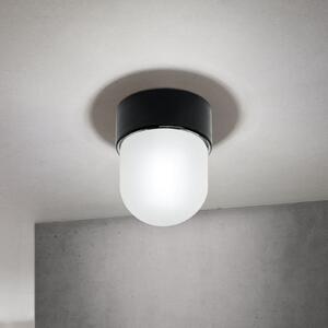 ORION Plachetă Ostia, negru, ceramică, sticlă satinată, E27, reglabil, Negru, Hol, Ceramică