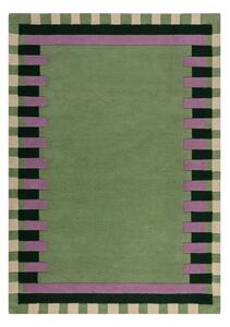 Covor verde/mov țesut manual din lână 160x230 cm Kai Wool Border – Flair Rugs