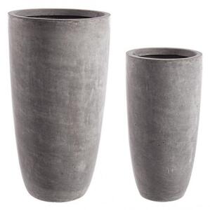 Set 2 ghivece Cement, Fibra de sticla, Gri inchis, 32 42x32 42x62 78 cm