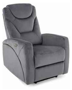 Fotoliu recliner KRONOS, stofa catifelata gri - Bluvel 14, 79x94/160x1
