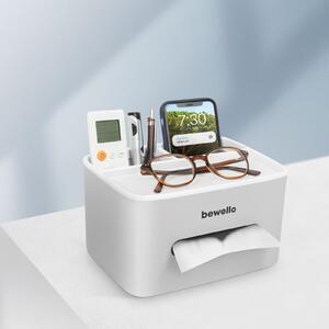 Bewello - Suport-dozator pentru batiste si servetele de hartie - alb - 205 x 160 x 120 mm