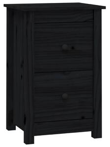 Noptieră, negru, 40x35x61,5 cm, lemn masiv de pin