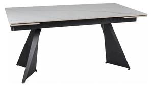 Masa extensibila LACONI, alb cu efect de marmura, ceramica/metal, 160/