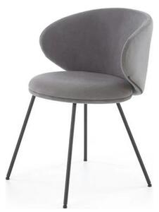 Scaun K587, gri - Mavel 14, stofa catifelata/otel, 60x58x77 cm