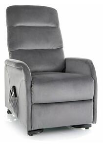 Fotoliu recliner JUPITER M, stofa catifelata gri - Bluvel 14, 69x91/16