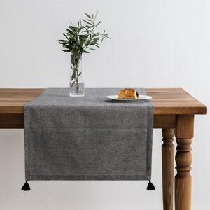 Napron masa 50x150cm cu ciucuri, Selendi Negru