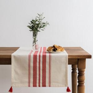 Napron masa 50x150cm cu dungi si ciucuri, Tereza Rosu
