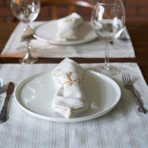 Suport farfurie / Servet masa - set 4 bucati din bumbac, design dungi, Majori Crem