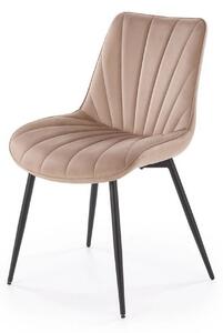 Scaun de sufragerie tapitat K589, bej - Bluvel 40, stofa catifelata/ot