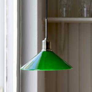 Markslöjd Lampă suspendată Vela, verde/alamă veche, sticlă/fier Ø 25 cm fișă, Verde, Camera de zi / sufragerie, Sticlă