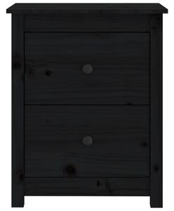 Dulap noptieră, negru, 50x35x61,5 cm, lemn masiv de pin