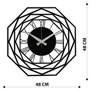 Ceas de perete Enzoclock - S012, negru, metal, 48x48 cm