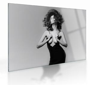 Tablou pe sticlă - Femeia în negru (70x50 cm)