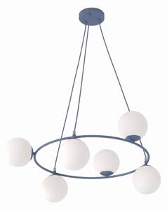 Candelabru pe cablu AZURA 6xE14/10W/230V albastru/alb