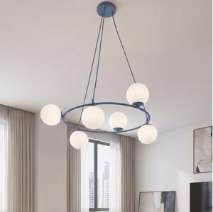 Candelabru pe cablu AZURA 6xE14/10W/230V albastru/alb