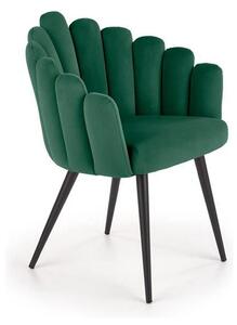 Scaun tapitat K410, verde/negru, stofa catifelata/metal, 65x62x85 cm