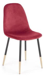 Scaun tapitat K379, rosu/negru, stofa catifelata/metal, 45x48x88 cm