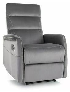 Fotoliu recliner SOLON M, stofa catifelata gri - Bluvel 14, 74x86/162x