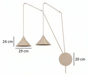 Lampă suspendată pe cablu ABRAMO 2xE27/15W/230V bej