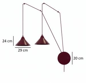 Lustră pe cablu ABRAMO 2xE27/15W/230V roșie