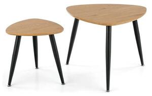 Set 2 masute cafea NICEA, stejar auriu/negru