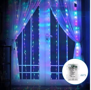 Instalație LED de Crăciun de exterior Aigostar 200xLED/8 funcții 3xAA 5x2m IP44 multicolor