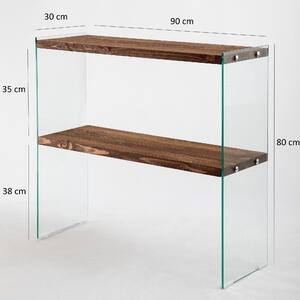 Comoda Venedik, nuc, sticla/lemn masiv, 90x80x30 cm