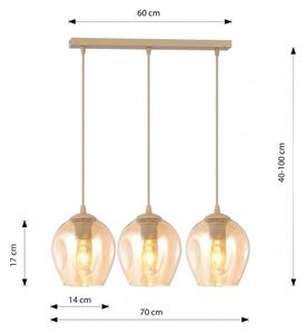 Lustră pe cablu ISTAR 3xE27/15W/230V bej/bej fumuriu