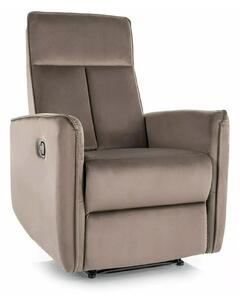 Fotoliu recliner NIKOS, stofa catifelata cappuccino - Bluvel 38, 72x86