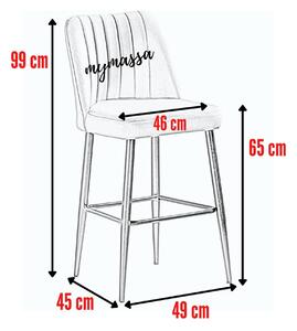 Set 2 scaune bar VENTO, cappuccino/negru, stofa catifelata/metal, 49x4