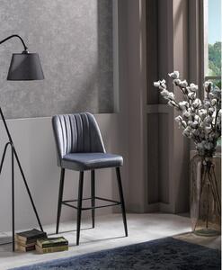 Set 2 scaune bar VENTO, gri/negru, stofa catifelata/metal, 49x45x99 cm