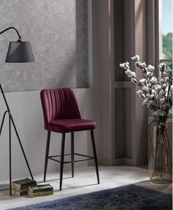 Set 2 scaune bar VENTO, rosu/negru, stofa catifelata/metal, 49x45x99 c