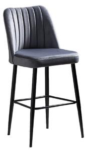 Set 2 scaune bar VENTO, gri/negru, stofa catifelata/metal, 49x45x99 cm