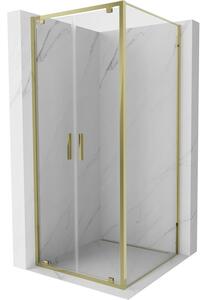 Mexen Exo, cabină de duș cu balamale, ușă 110 cm + perete lateral 110 cm, sticlă transparentă, auriu, 8182-110-110-50-00