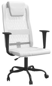Scaun birou reglabil în înălțime, alb, piele artificială/plasă