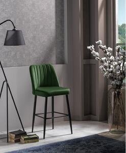 Set 2 scaune bar VENTO, verde/negru, stofa catifelata/metal, 49x45x99