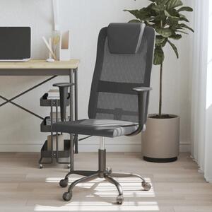 Scaun de birou reglabil în înălțime, gri/negru plasă/piele eco