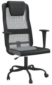 Scaun de birou, gri și negru, plasă textilă și piele ecologică