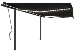 Copertină retractabilă manual, cu LED, antracit, 4x3 m