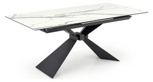 Masa extensibila LUCIANO, alb cu efect de marmura/negru, ceramica/stic